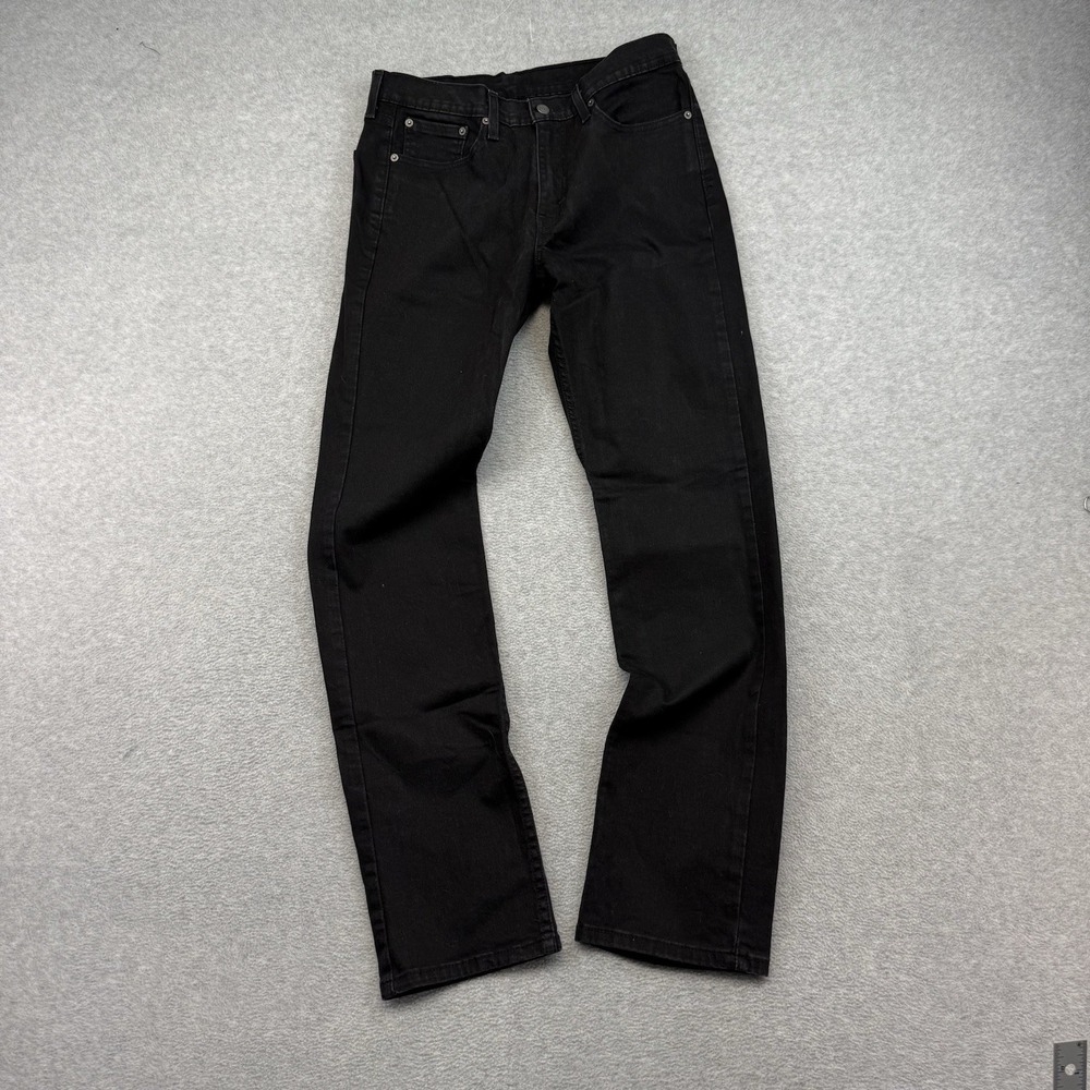 Levis 514 Jeans Mens 32x34 Black Straight Regular Jet Black Denim Stretch EUC